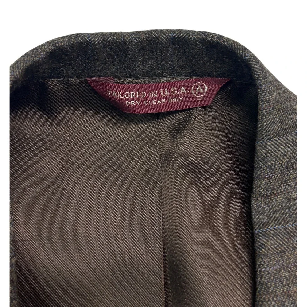 vtg Bernhard Altmann 40R 32x30 Brown Herringbone 2pc Pant Suit Flannel Tweed USA